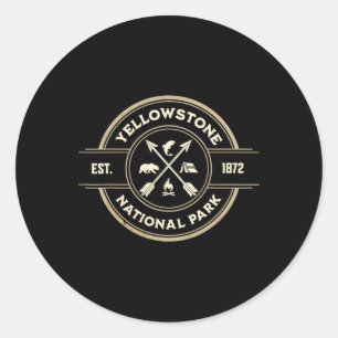 Vintage Retro Yellowstone Nationalpark Wandern  Runder Aufkleber