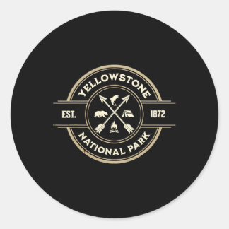 Vintage Retro Yellowstone Nationalpark Wandern Runder Aufkleber