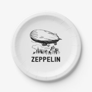 Vintage Retro Zeppelin - Luftschiff Skizze Pappteller