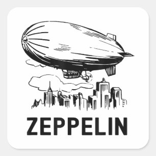 Vintage Retro Zeppelin - Luftschiff Skizze Quadratischer Aufkleber
