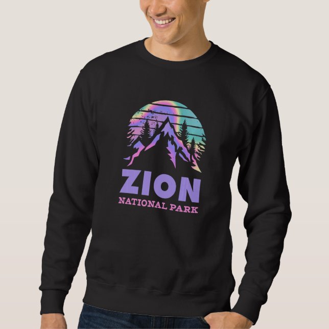Vintage Retro Zion National Park Utah Premium Sweatshirt (Vorderseite)