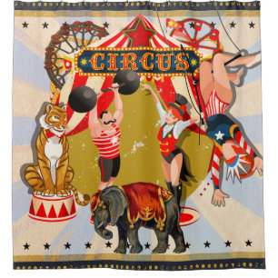 Vintage Retro Zirkus Duschvorhang