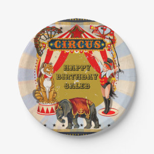 Vintage Retro-Zirkus-Geburtstagsfeier Personalisie Pappteller