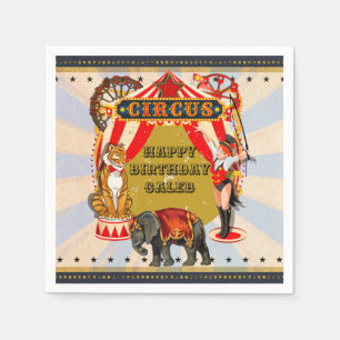 Vintage Retro Zirkus Geburtstagsfeier Personalisie Serviette