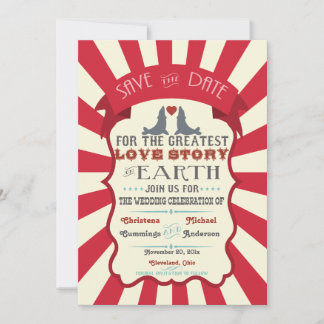 Vintage Retro Zirkus Hochzeitsankündigung zur Vora Save The Date