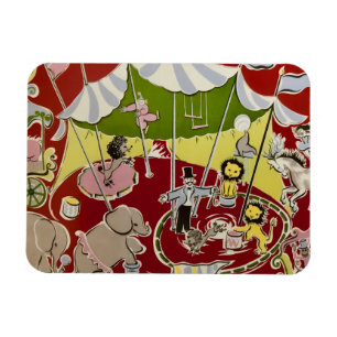 Vintage Retro-Zirkustiere Ring Thema Magnet