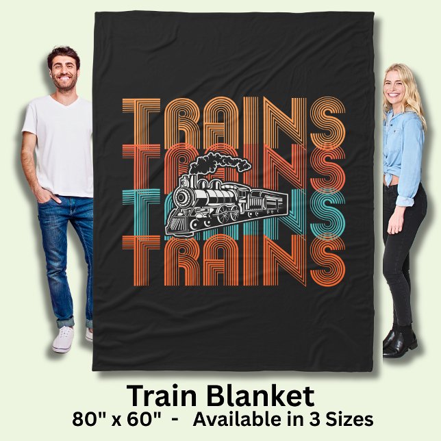 Vintage Retro-Züge TextDampfzug Motor Lokomotive Fleecedecke (Von Creator hochgeladen)