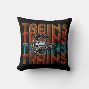 Vintage Retro-Züge TextDampfzug Motor Lokomotive Kissen