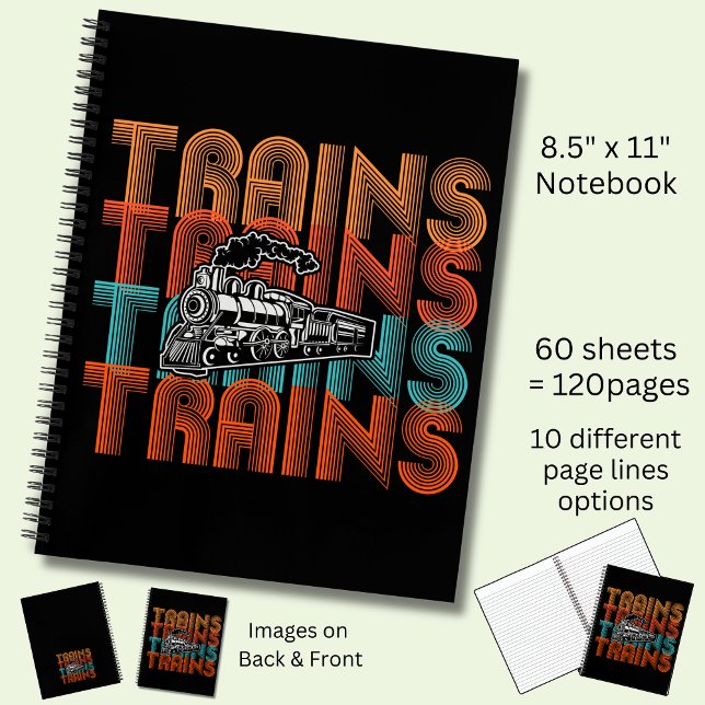 Vintage Retro-Züge TextDampfzug Motor Lokomotive Notizbuch (Von Creator hochgeladen)