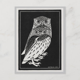 Vintage Retro Zwei Eulen Julie de Graag Postkarte