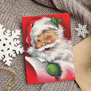 Vintage Retro zwinkerndem Weihnachtsmann Karte