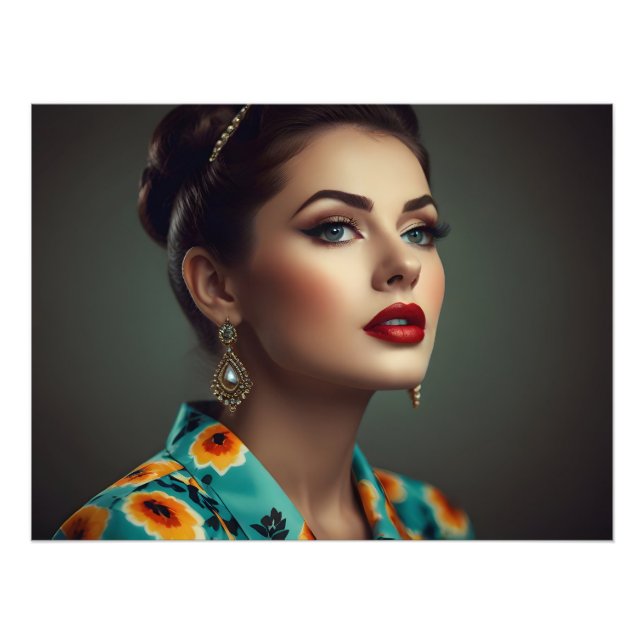 Vintage Retrofrau Fotodruck (Vorne)