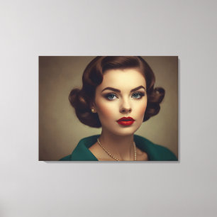 Vintage Retrofrau Leinwanddruck