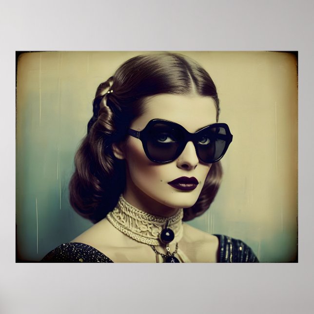 Vintage Retrofrau Poster (Vorne)
