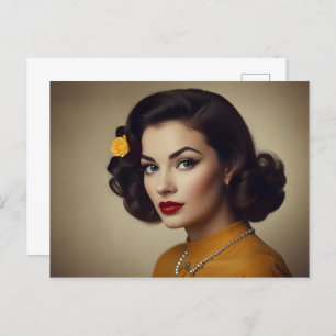 Vintage Retrofrau Postkarte
