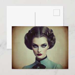 Vintage Retrofrau Postkarte