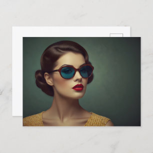 Vintage Retrofrau Postkarte