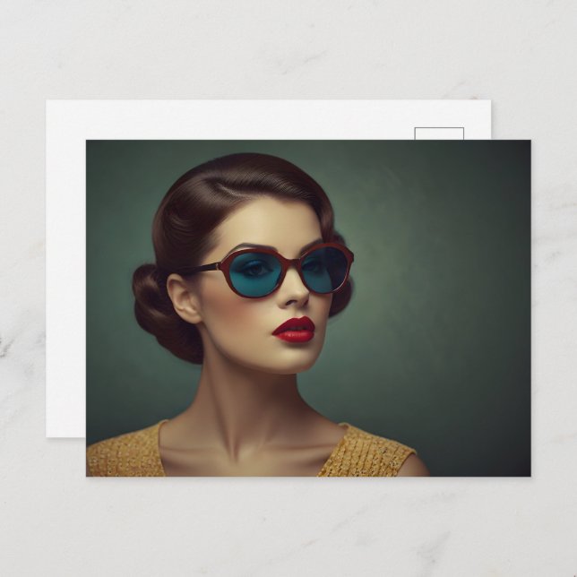 Vintage Retrofrau Postkarte (Vorne/Hinten)