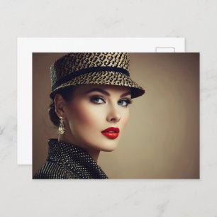 Vintage Retrofrau Postkarte