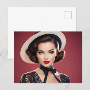 Vintage Retrofrau Postkarte