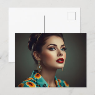 Vintage Retrofrau Postkarte