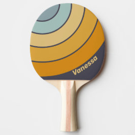 Vintage Retrograde Rainbow Circle Stripe & Name Tischtennis Schläger