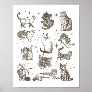 Vintage Retrokatzen der 90er Jahre im Weltraum _1 Poster