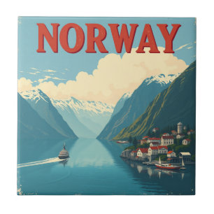 Vintage Retroreise   Landschaftliche Schönheit Nor Fliese