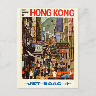 Vintage Retroreise Postkarte Hongkong Asien