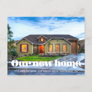 Vintage Retroskriptankündigung zum Verschieben von Postkarte