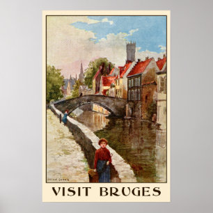 Vintage Retrostil Brügge Reiseanzeige Poster