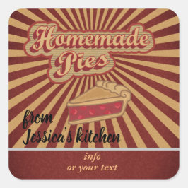 Vintage Retrotypografie hausgemachte Kuchen Quadratischer Aufkleber