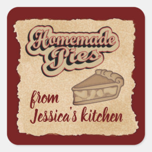 Vintage Retrotypografie hausgemachte Kuchen Quadratischer Aufkleber