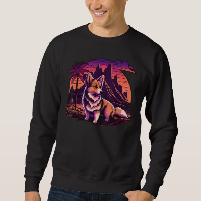 Vintage Retrowave Synthwave 80er Vaporwave Walisis Sweatshirt (Vorderseite)
