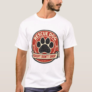 Vintage-Rettungshund-Abzeichen T-Shirt Adoptiere