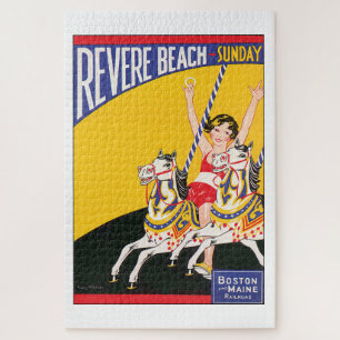 Vintage Revere Beach Karussell Nostalgische Reise Puzzle