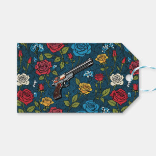 Vintage Revolver-Blüte mit dunkelblauen Rose Geschenkanhänger