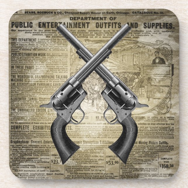 Vintage Revolver Getränkeuntersetzer (Vorderseite)