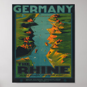 Vintage Rheinschifffahrt Poster
