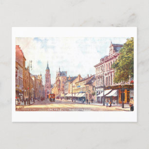Vintage Rheinstraße in Krefeld, Deutschland Postkarte