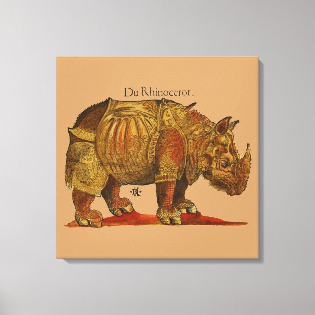 Vintage Rhino Durer's Rhinoceros Antike Leinwanddruck (Vorderseite)