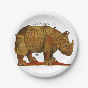 Vintage Rhino Durer's Rhinoceros Antike Pappteller