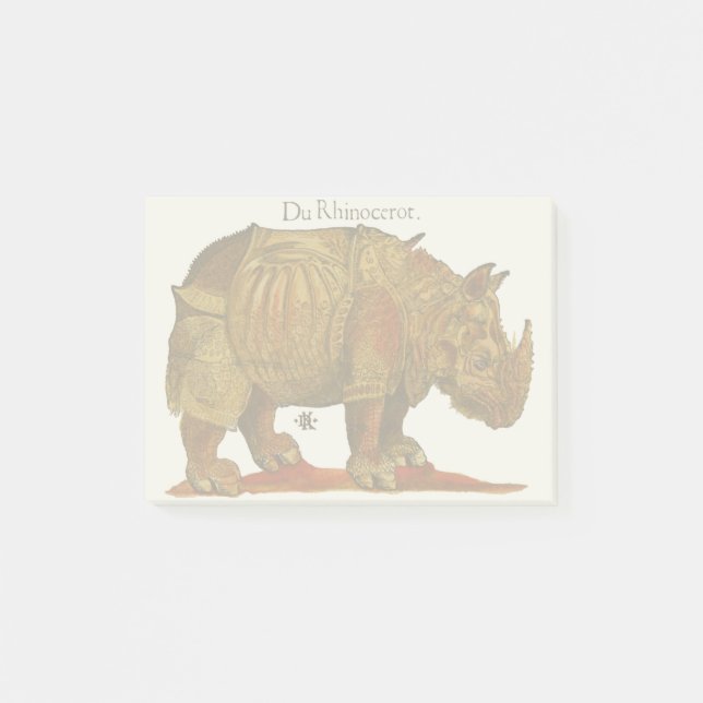 Vintage Rhino Durer's Rhinoceros Antike Post-it Klebezettel (Vorderseite)