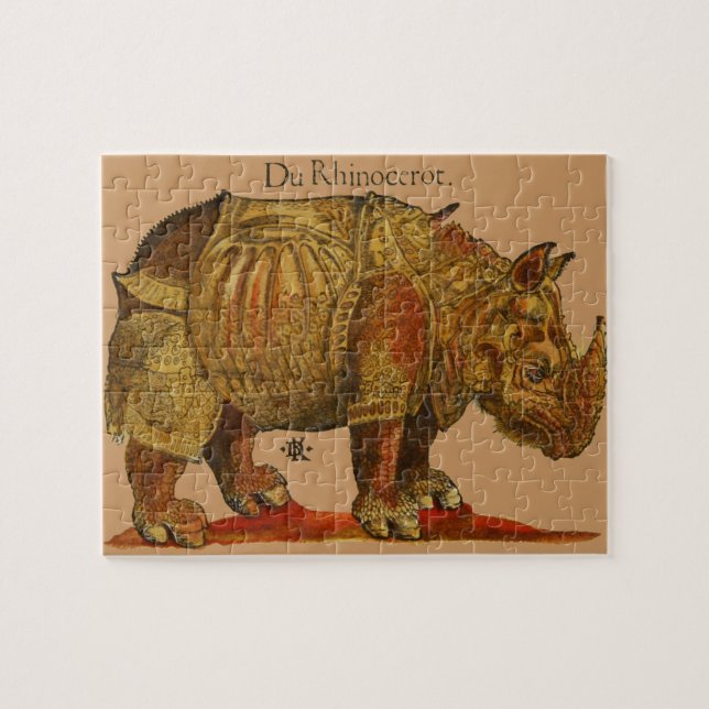 Vintage Rhino Durer's Rhinoceros Antike Puzzle (Horizontal)