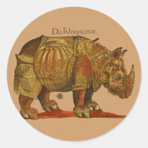 Vintage Rhino Durer's Rhinoceros Antike Runder Aufkleber