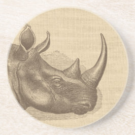 Vintage Rhino-Illustration auf Burlap Getränkeuntersetzer