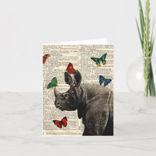 Vintage Rhinoceros Butterflies Notecard Karte