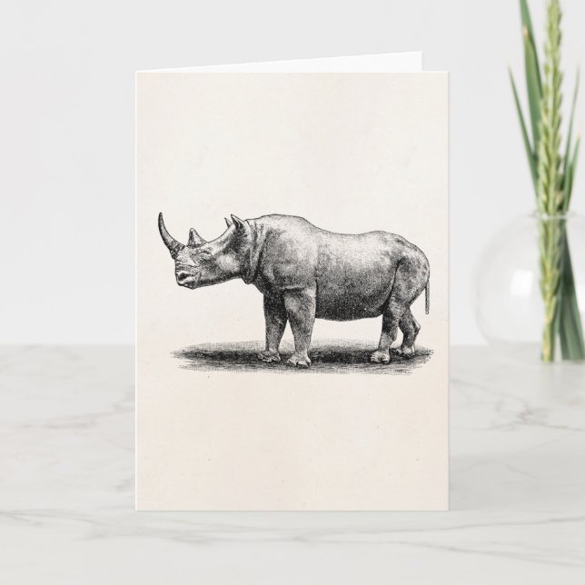 Vintage Rhinoceros Illustration Rhino Rhinos Karte (Vorderseite)