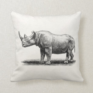 Vintage Rhinoceros Illustration Rhino Rhinos Kissen