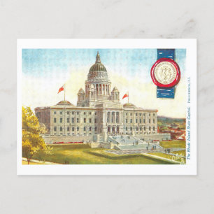 Vintage Rhode Island Hauptstadt mit Siegel Postkar Postkarte